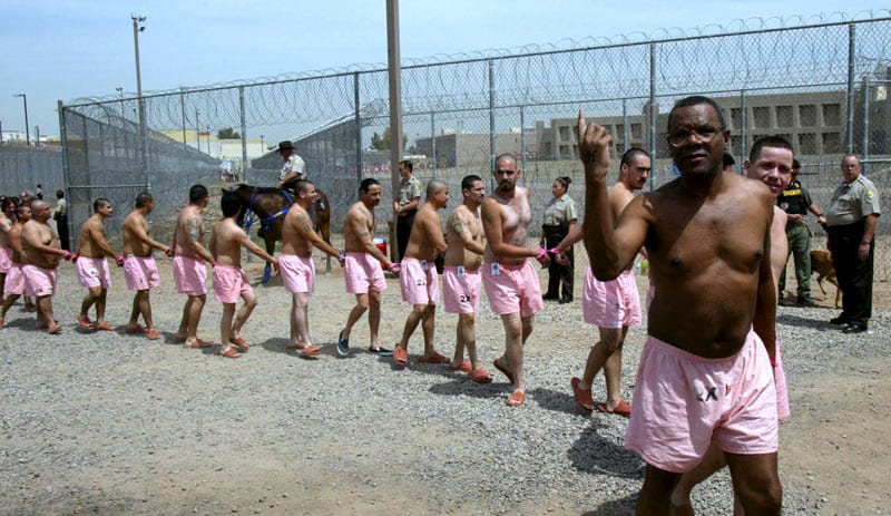 Häftlinge im Tent City Jail müssen rosa Unterwäsche tragen und Hand in Hand über den Gefängnishof flanieren. Von der Demütigung verspricht sich Scheriff Joe Arpaio Läuterung.