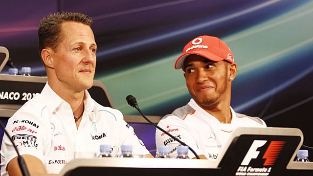 Vorgänger, Nachfolger: Michael Schumacher könnte nach Expertenmeinung von Lewis Hamilton (links) ersetzt werden. Vorgänger, Nachfolger: Michael Schumacher könnte nach Expertenmeinung von Lewis Hamilton (links) ersetzt werden.