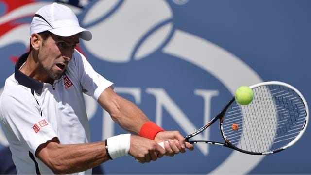 Novak Djokovic hat den Ball fest im Blick.
