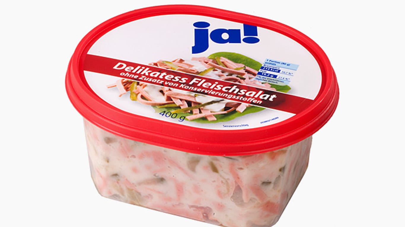 Den besten Fleischsalat bietet Rewe mit dem Delikatess Fleischkäse der Marke "Ja!".