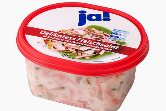 Den besten Fleischsalat bietet Rewe mit dem Delikatess Fleischkäse der Marke "Ja!".