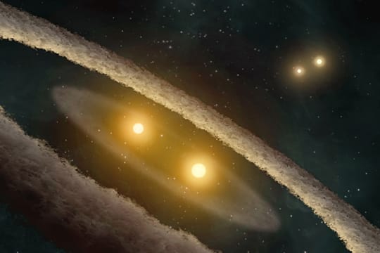 Planet mit vier Sonnen.