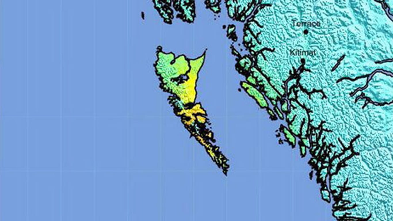 Schweres Erdbeben: Die Queen Charlotte Islands vor der Westküste Kanadas