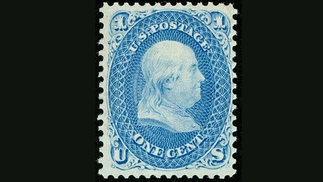 Benjamin Franklin, einer der US-Gründerväter, auf ein Ein-Cent-Marke aus dem Jahr 1861. Benjamin Franklin, einer der US-Gründerväter, auf ein Ein-Cent-Marke aus dem Jahr 1861.