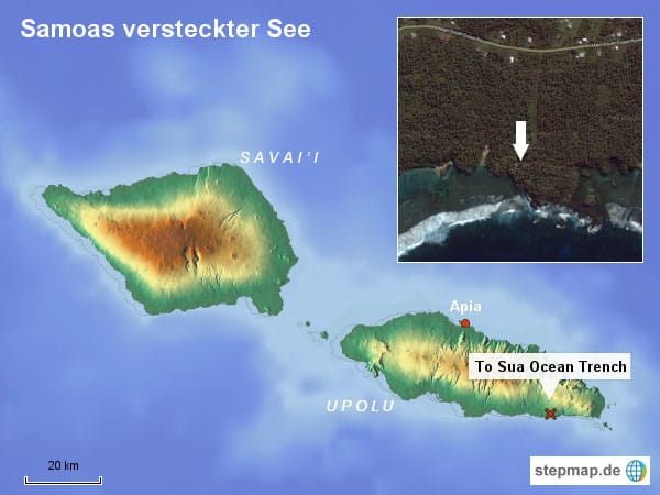 Der To Sua Ocean Trench liegt nahe dem Örtchen Lotofaga an der Südküste von Upolu Island, welche wiederum zu Samoa gehört.