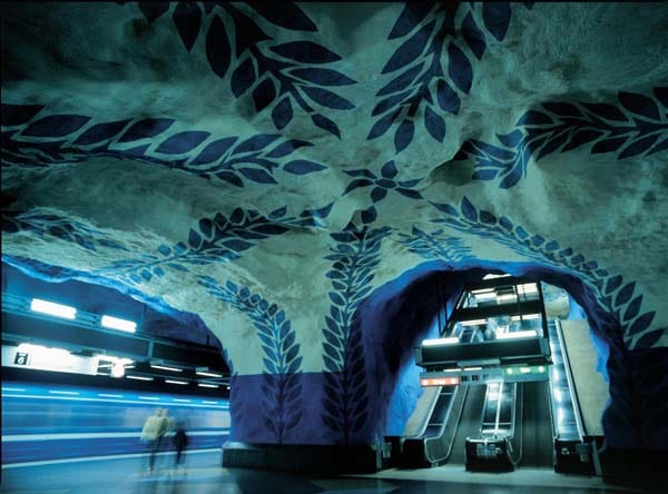 Die "Tunnelbanan" in Stockholm ist eine einzige Kunstgalerie.