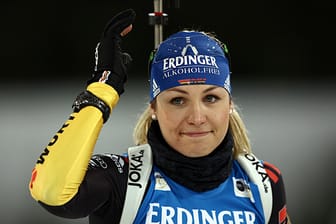 Biathlon-Ass Magdalena Neuner feiert ihren Abschied auf Schalke.