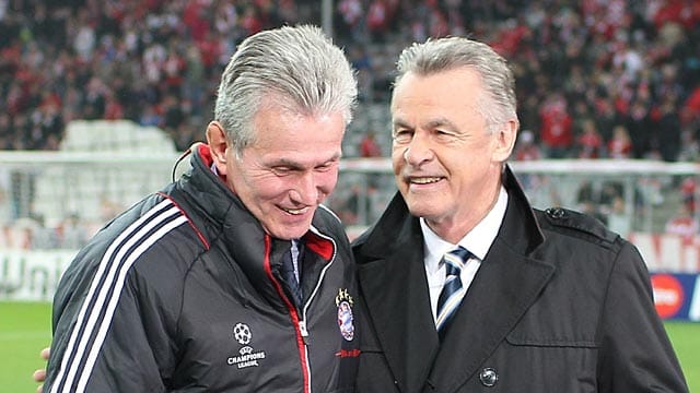 Hitzfeld (re.) rät dem FC Bayern, den Vertrag mit Heynckes schnell zu verlängern. Hitzfeld (re.) rät dem FC Bayern, den Vertrag mit Heynckes schnell zu verlängern.