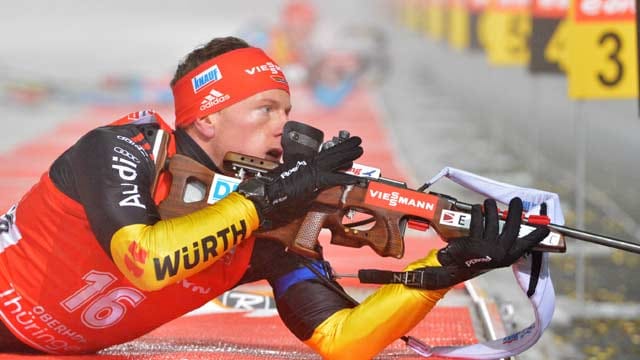 Biathlet Florian Graf am Schießstand