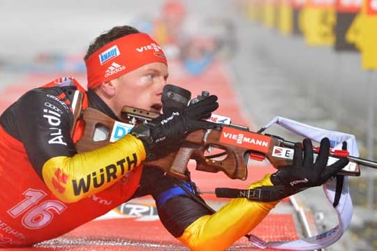 Biathlet Florian Graf am Schießstand