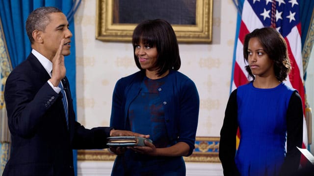 US-Präsident Barack Obama bei der Vereidigung im Weißen Haus