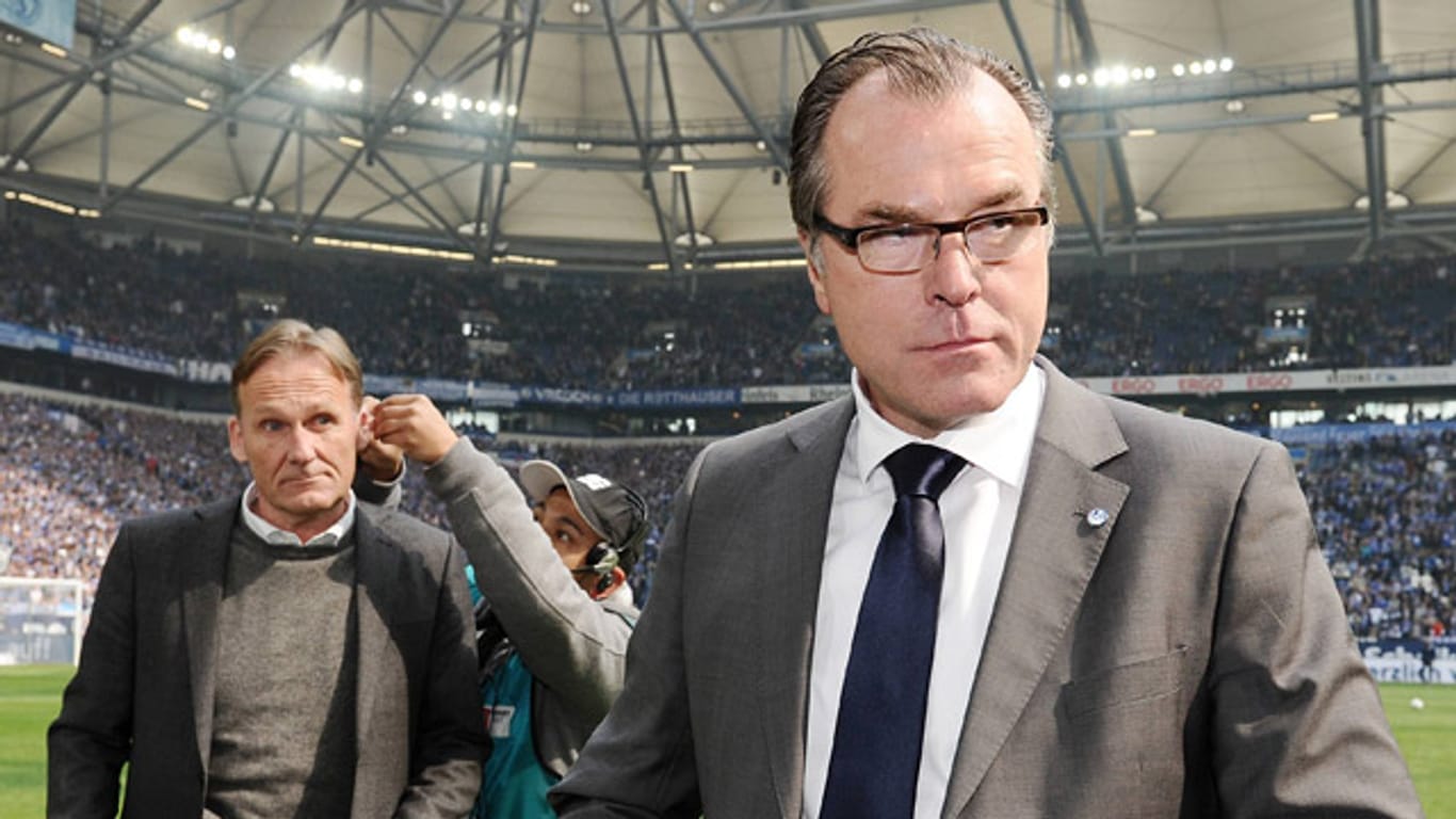 Hans-Joachim Watzke und Clemens Tönnies (re.), hier im Jahr 2012, haben sich momentan nichts zu sagen.