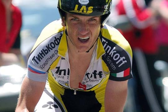 Tyler Hamilton, 2007 bei einem Zeitfahren im Trikot des Team Tinkoff Credit Systems.