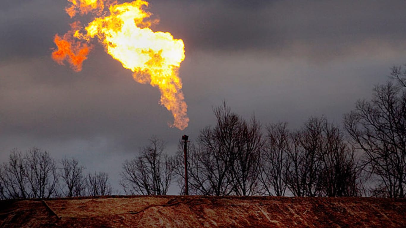 Abfackeln von Erdgas in einem Gas-Vorhaben im US-Bundesstaat Pennsylvania
