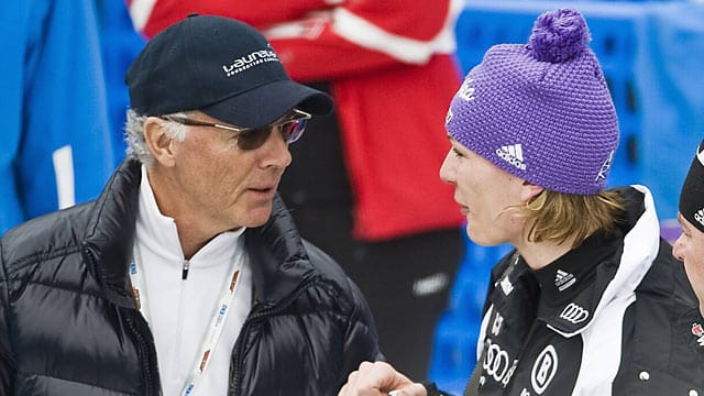 Franz Beckenbauer im Gespräch mit Maria Riesch.