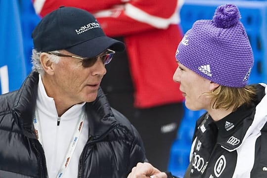 Franz Beckenbauer im Gespräch mit Maria Riesch.