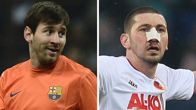 Noch steht Lionel Messi (li.) in Sachen Toranteil vor Augsburgs Sascha Mölders. Noch steht Lionel Messi (li.) in Sachen Toranteil vor Augsburgs Sascha Mölders.