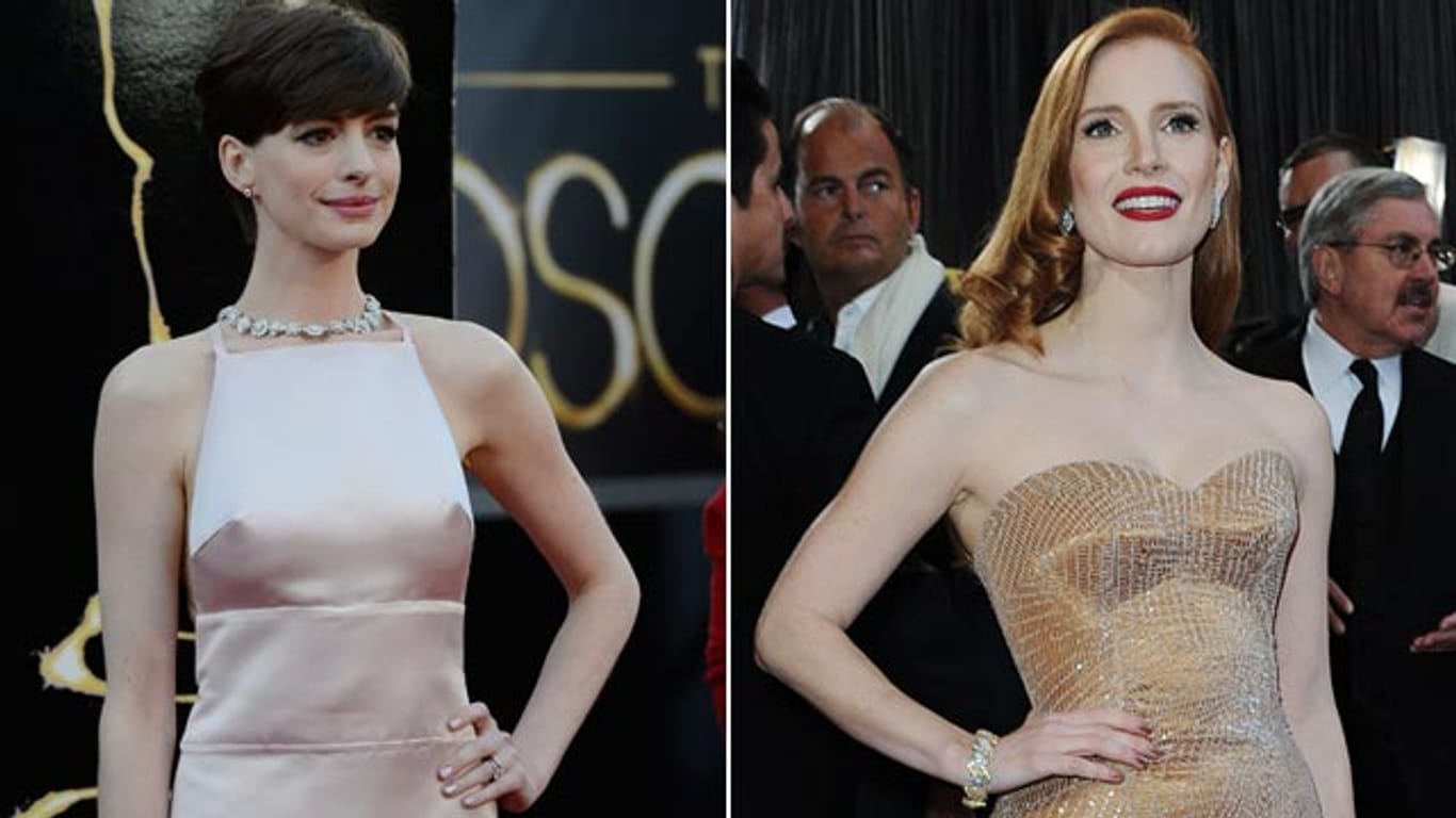 Oscars 2013: Anne Hathaway und Jessica Chastain sorgten für Aufsehen auf dem roten Teppich.