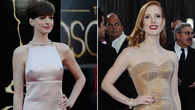 Oscars 2013: Anne Hathaway und Jessica Chastain sorgten für Aufsehen auf dem roten Teppich.