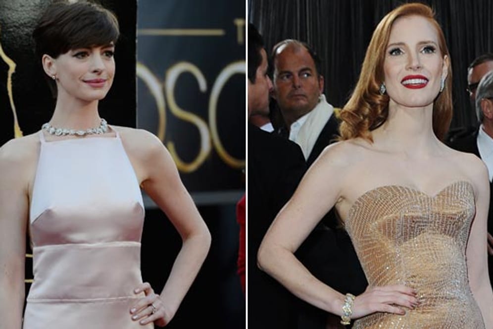 Oscars 2013: Anne Hathaway und Jessica Chastain sorgten für Aufsehen auf dem roten Teppich.