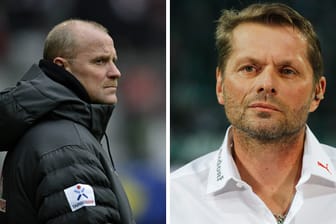 Thomas Schaaf (li.) ist seit 14 Jahren Werder-Trainer. Uli Borowka stellt ihn in Frage.