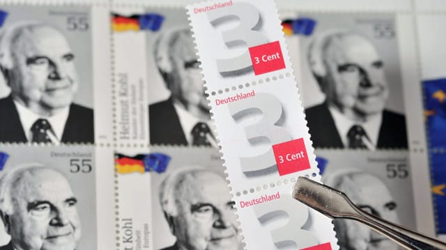 Die neue Drei-Cent-Briefmarke der Deutschen Post