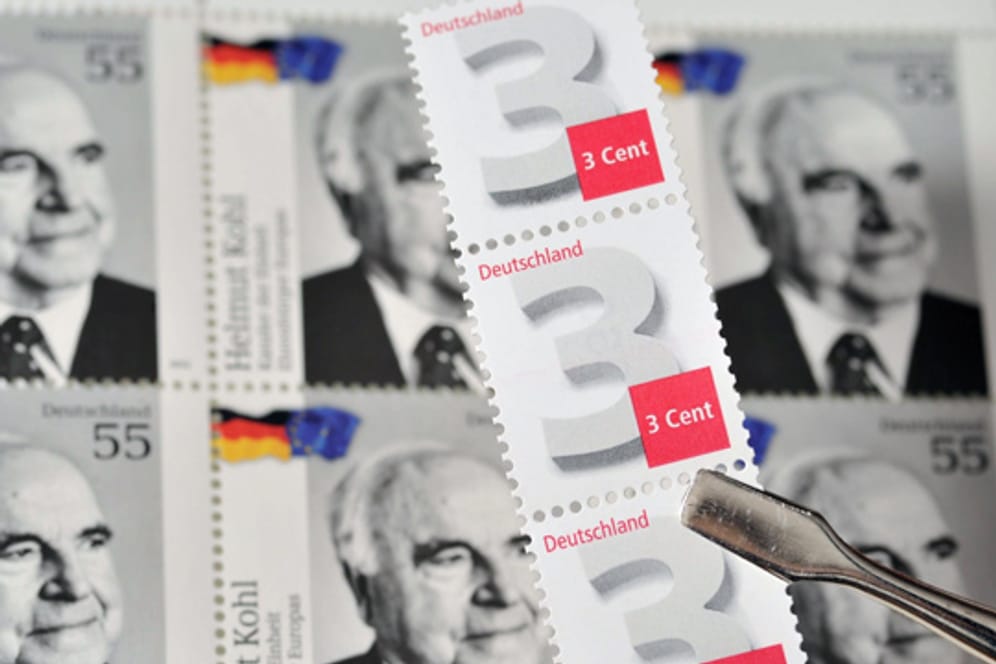 Die neue Drei-Cent-Briefmarke der Deutschen Post