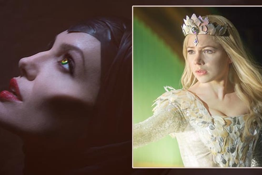 Böse Hexe - gute Hexe: Angelina Jolie in "Maleficent" (li.) und Michelle Williams in "Die fantastische Welt von Oz"