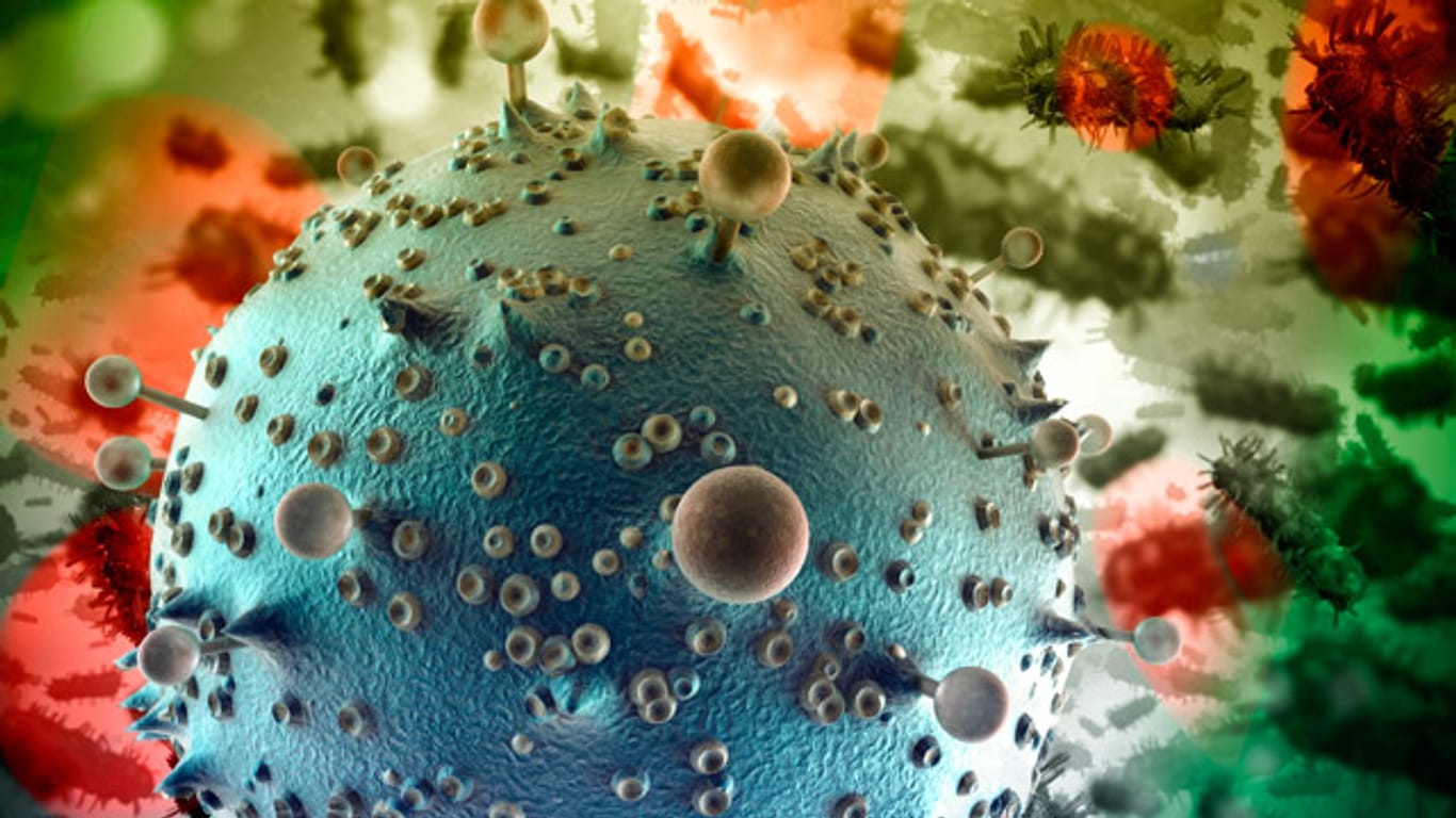 Eine vergrößerte HIV-Zelle