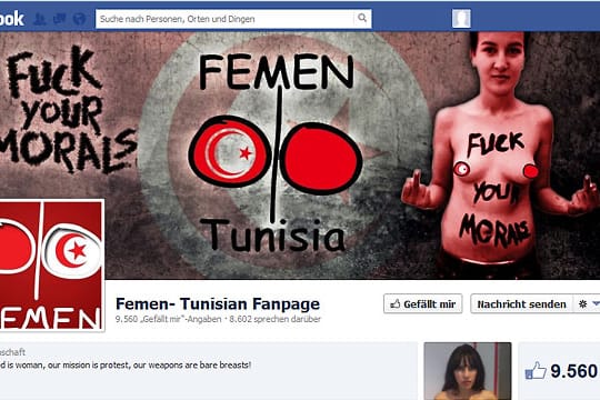 Facebook-Auftritt von Femen Tunisia: "Ich pfeife auf eure Moralvorstellungen" (Screenshot: Facebook)
