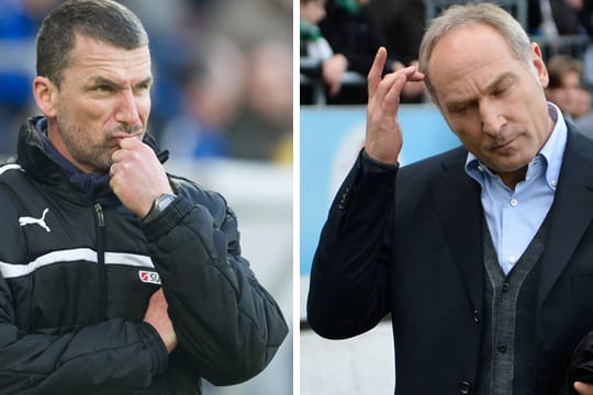 Kurzes Intermezzo: Nach nur wenigen Monaten ist für Trainer Marco Kurz (li.) und Manager Andreas Müller in Hoffenheim schon wieder Feierabend.
