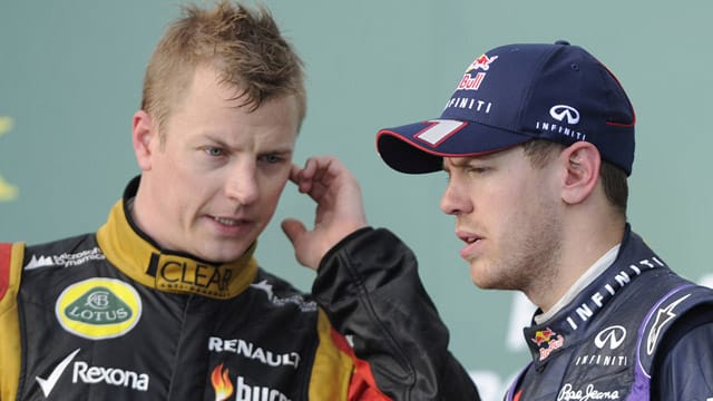 Kimi Räikkönen (li.) und Sebastian Vettel Kimi Räikkönen (li.) und Sebastian Vettel