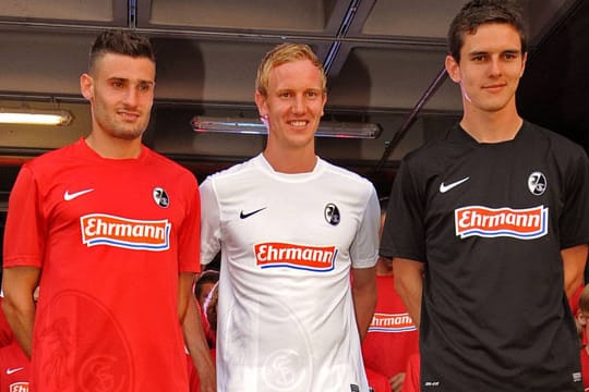 Daniel Caligiuri, Jan Rosenthal und Johannes Flum (v. li.) werden den SC Freiburg nach dieser Saison verlassen.