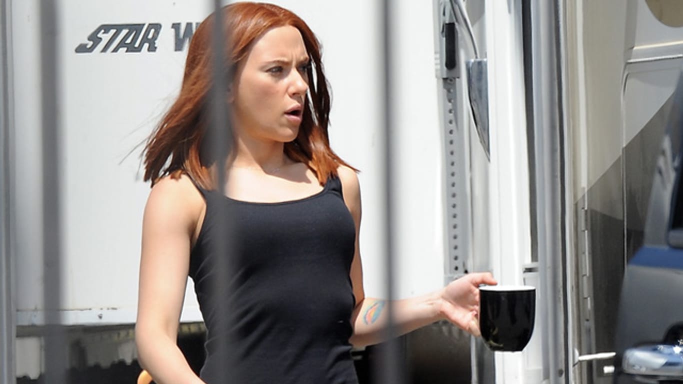 Scarlett Johansson am Set von "Captain America 2".