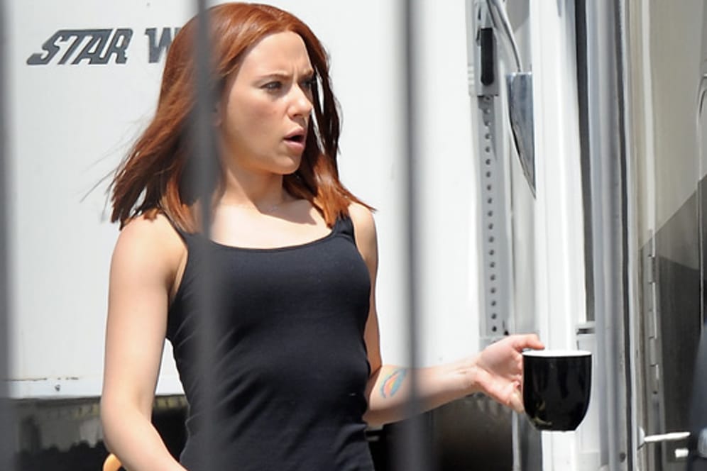 Scarlett Johansson am Set von "Captain America 2".