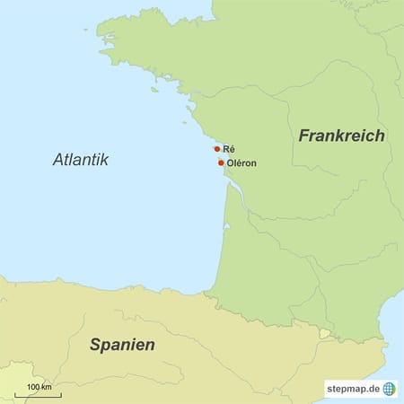 Die Inseln Ré und Oléron an der französischen Westküste bieten Atlantikflair mit viel Sonne, Wind, Dünen und breiten Stränden.