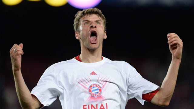 Thomas Müller feiert den Sieg in Barcelona. Jetzt fehlt nur noch ein Erfolg gegen Dortmund. Thomas Müller feiert den Sieg in Barcelona. Jetzt fehlt nur noch ein Erfolg gegen Dortmund.