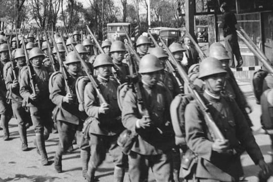 Japanische Soldaten während des Zweiten Weltkrieges in Shanghai