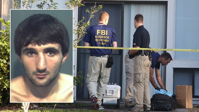 FBI-Agenten am Tatort in Orlando; Foto des Toten, Ibragim Todashev