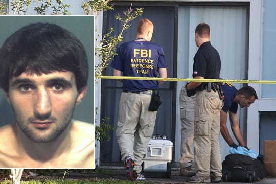 FBI-Agenten am Tatort in Orlando; Foto des Toten, Ibragim Todashev