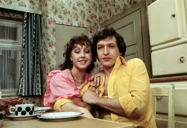 Hildegard Krekel und Dieter Krebs 1974 bei den Dreharbeiten zu der ARD-Serie "Ein Herz und eine Seele".