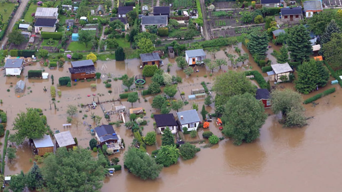 Hochwasser an der Mulde bei Dessau-Roßlau in Sachsen-Anhalt