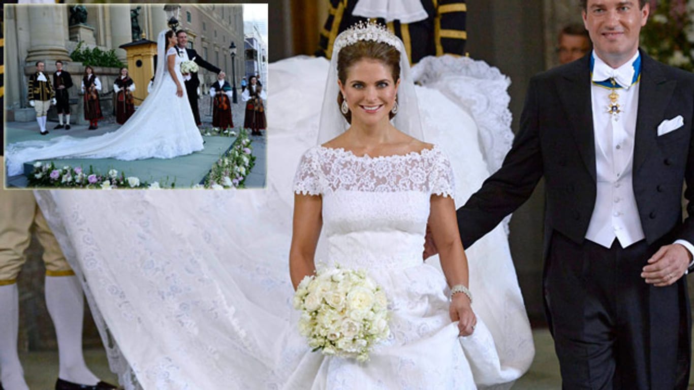 Prinzessin Madeleine trug an ihrer Hochzeit ein traumhaftes Brautkleid von Valetino.