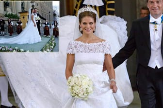 Prinzessin Madeleine trug an ihrer Hochzeit ein traumhaftes Brautkleid von Valetino.