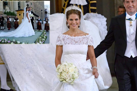 Prinzessin Madeleine trug an ihrer Hochzeit ein traumhaftes Brautkleid von Valetino.