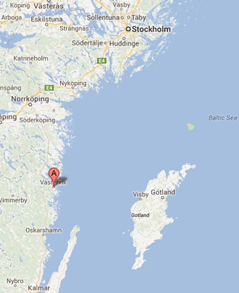 Västervik liegt etwa 300 Kilometer südlich von Stockholm.