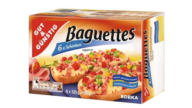 Edeka ruft das Tiefkühlbaguette der Marke "GUT & GÜNSTIG" in der Sorte Schinken zurück.