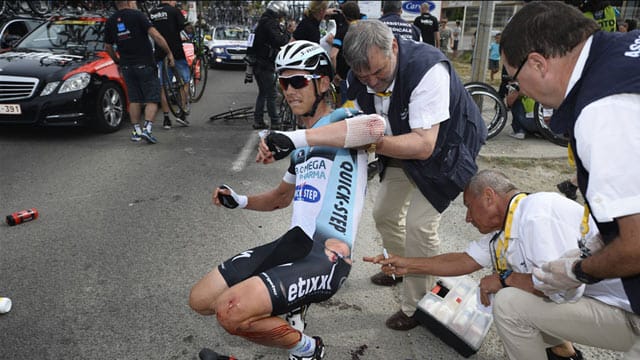 Tony Martin war auf der ersten Etappe schwer gestürzt.