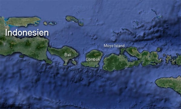 Moyo Island ist eine 330 Quadratkilometer große indonesische Insel westlich von Bali und Lombok.