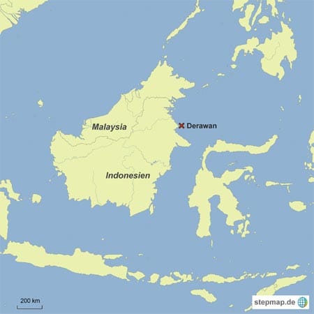 Die Insel, die zum Derawan-Archipel gehört, ist ein absoluter Geheimtipp und liegt vor der Küste im Osten Kalimantans, dem indonesischen Teil Borneos.